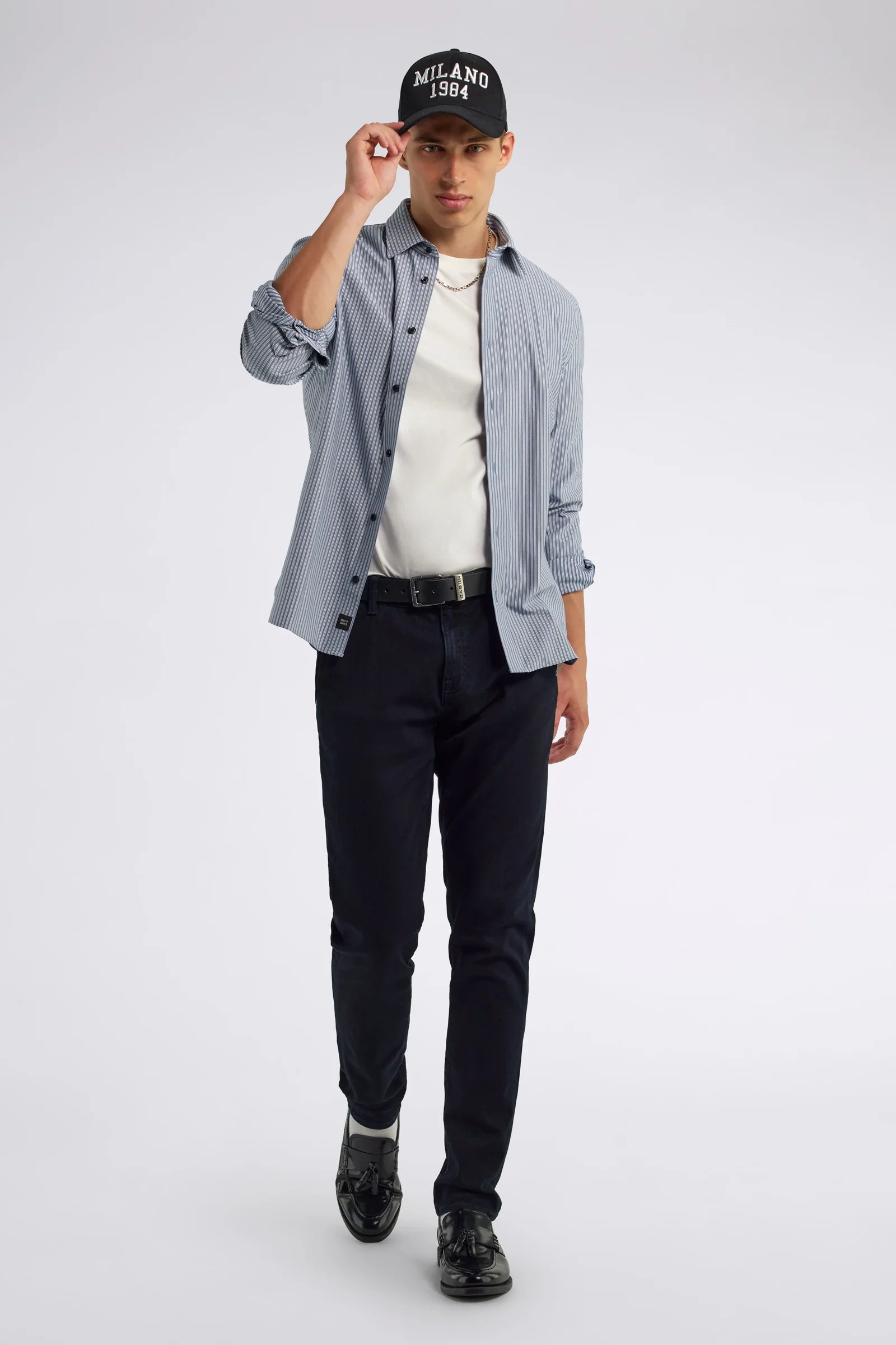 Kék csíkos slim fit ing