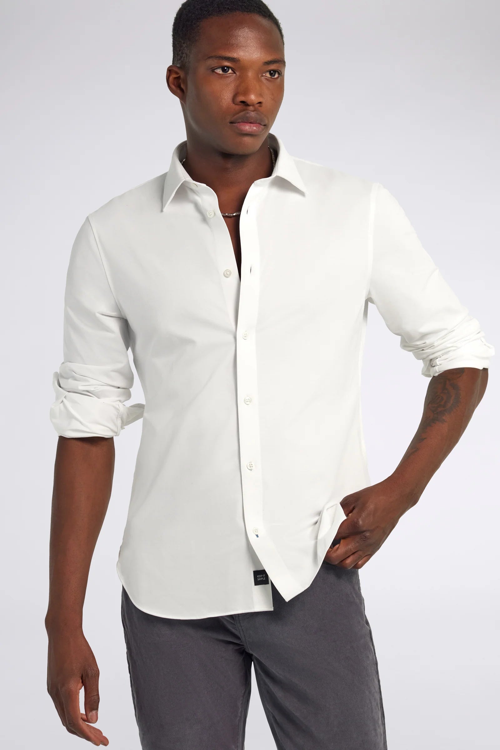 Fehér slim fit ing